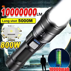 Powerful P70 Led Flashlights 5000LM Ultra Bright Tactical Light Emergency Spotlights Telescopic Zoom Light Built-in Battery