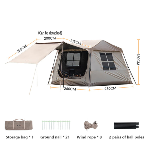 BISINNA One-touch Ridge Type Tent Titanium Glue 3-4 Persons Outdoor Automatic Camping Family Tent