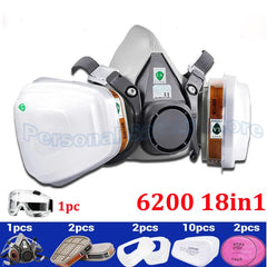6200 Dust Gas Mask Anti-fog Safety Goggles Black Half Face Gas Respirator Epoxy Resin Painting Spray Polishing Work Safety