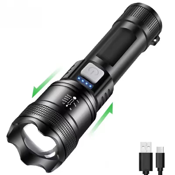 Powerful P70 Led Flashlights 5000LM Ultra Bright Tactical Light Emergency Spotlights Telescopic Zoom Light Built-in Battery