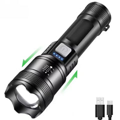 Powerful P70 Led Flashlights 5000LM Ultra Bright Tactical Light Emergency Spotlights Telescopic Zoom Light Built-in Battery
