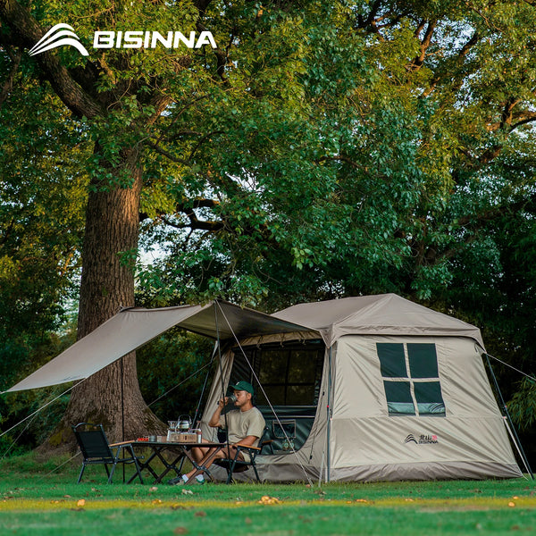 BISINNA One-touch Ridge Type Tent Titanium Glue 3-4 Persons Outdoor Automatic Camping Family Tent