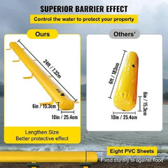 VEVOR Flood Barrier, 24 ft Length x 6 in Height Sandbag Alternative, Water Barrier for Flooding with Great Waterproof Effect, Re