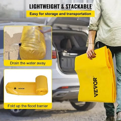 VEVOR Flood Barrier, 24 ft Length x 6 in Height Sandbag Alternative, Water Barrier for Flooding with Great Waterproof Effect, Re