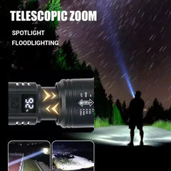 Powerful P70 Led Flashlights 5000LM Ultra Bright Tactical Light Emergency Spotlights Telescopic Zoom Light Built-in Battery